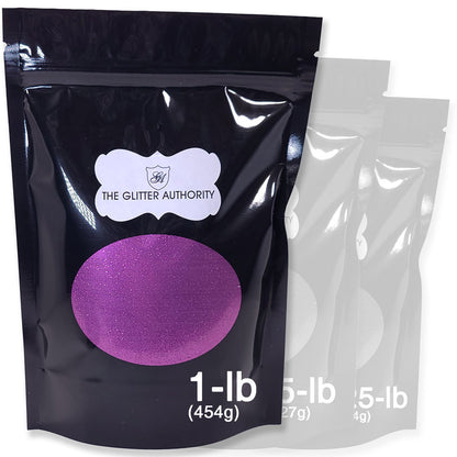 Violet bulk glitter in extra fine .008 hex. one-pound resealable bag. 