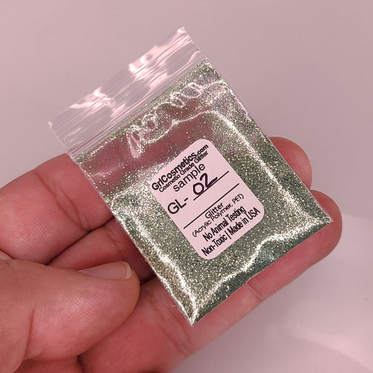 Sage green glitter 2-gram sample baggie extra fine .008 hex cut.  