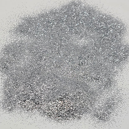 Silver bulk glitter in .008 hex cut. 