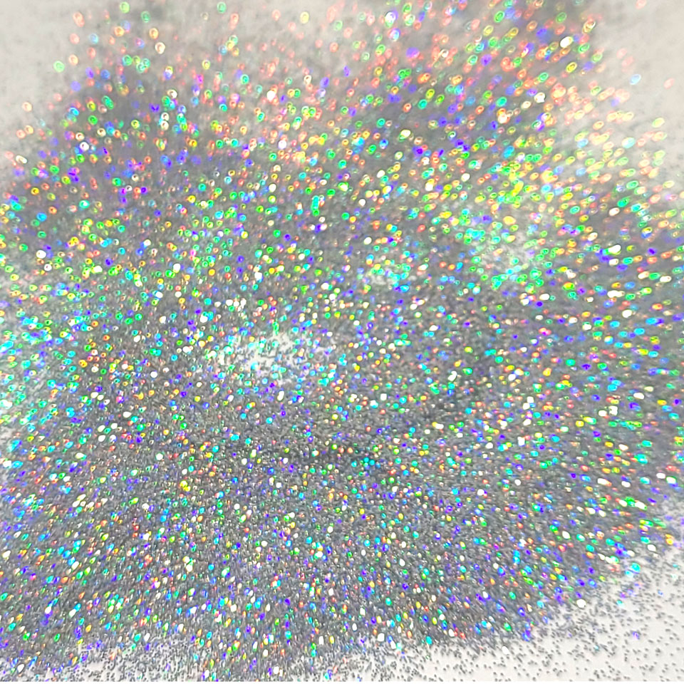 Silver Holographic Cosmetic Glitter Silver Prism, 10 Gram Jar