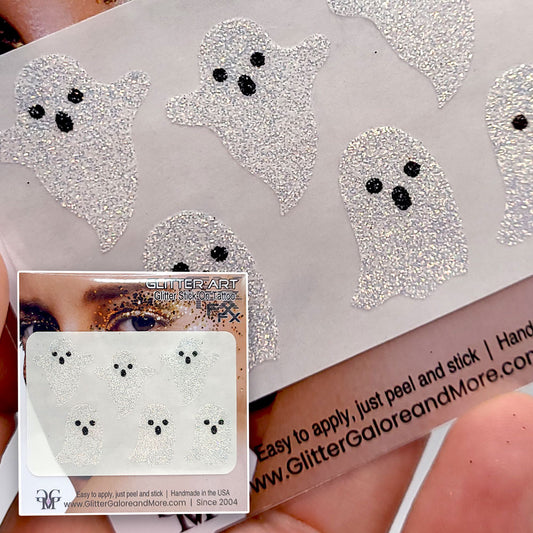 Friendly Ghosts Glitter Face Stickers - Cute Halloween Costume Decals