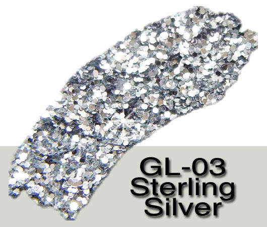 Glitter Sample (2g) in Extra-Fine Hex Cut Glitter:GL-03_Sterling_Silver