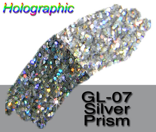 Glitter Sample (2g) in Extra-Fine Hex Cut Glitter:GL-07_Silver_Prism