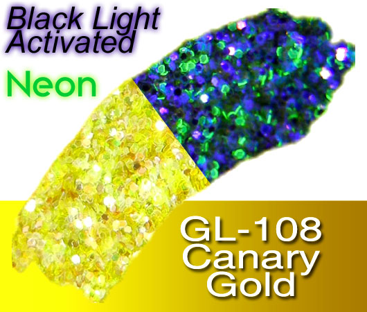 Glitter Sample (2g) in Extra-Fine Hex Cut Glitter:GL-108_Canary_Gold