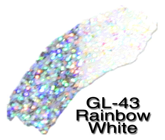 Glitter Sample (2g) in Extra-Fine Hex Cut Glitter:GL-43_Rainbow_White