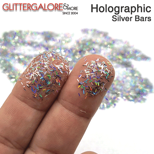 Glitter Confetti Bars - Holographic Silver