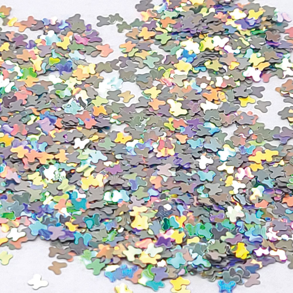 Glitter Confetti Butterflies - Holographic Silver