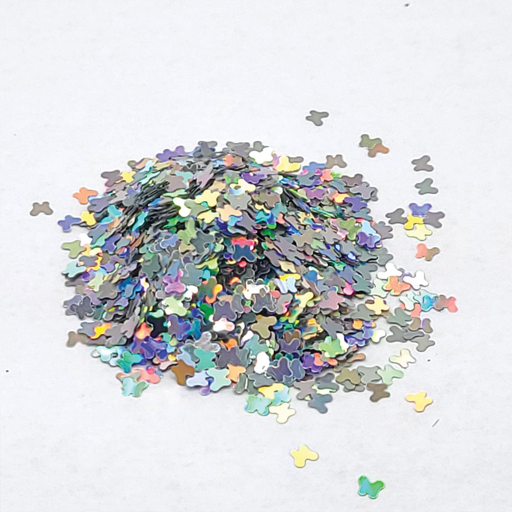 Glitter Confetti Butterflies - Holographic Silver