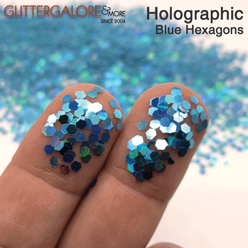 Glitter Confetti Hexagons- Holographic Blue