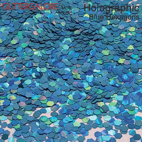Glitter Confetti Hexagons- Holographic Blue
