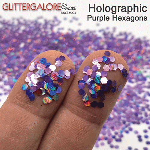 Glitter Confetti Hexagons- Holographic Purple