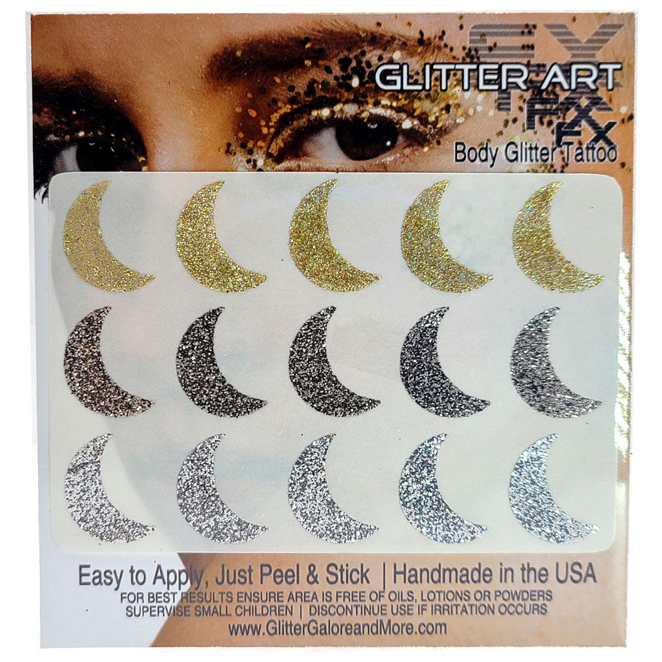 Moon Glitter Stickers - .75 inches