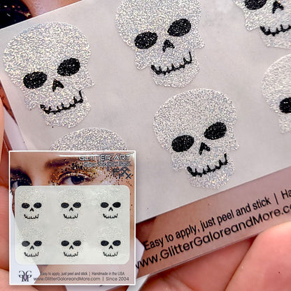 Halloween Glitter Tattoo Stickers, Ghosts, Black Widows, Bats, Skulls, Black Cats & Bats, Bloody Eyeballs, Pumpkins