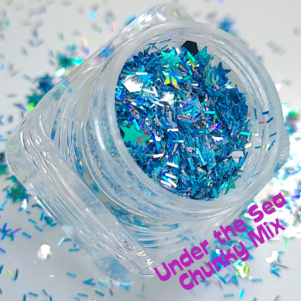 Under The Sea Chunky Glitter Mix, 5 Gram Square Jar