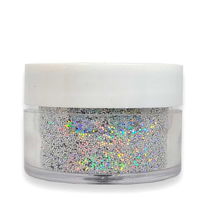 Silver Holographic Glitter, Fine (.015") Hex Cut