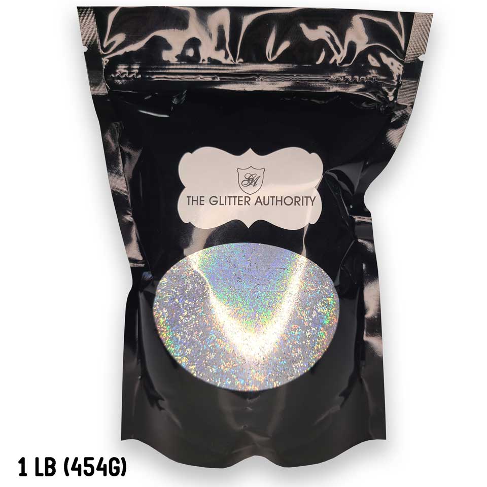 Silver Holographic Glitter, Fine (.015") Hex Cut, 1 lb Bag