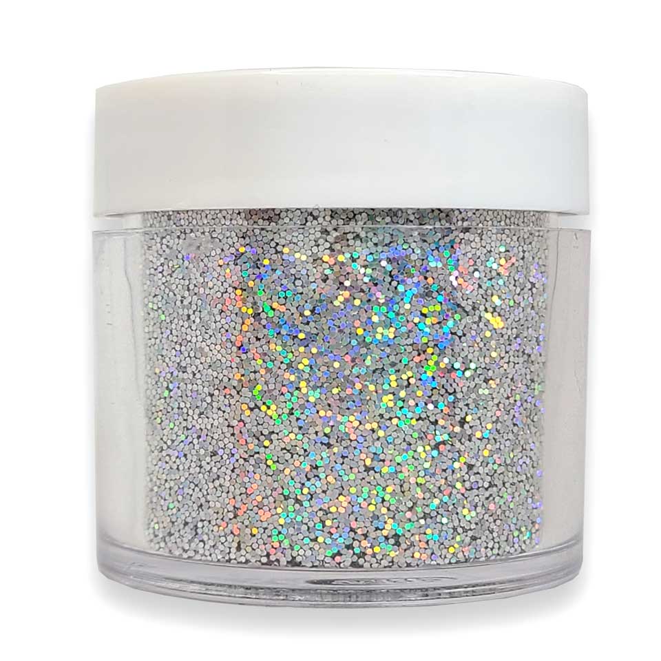 Silver Holographic Glitter, Fine (.015") Hex Cut, 1oz Jar